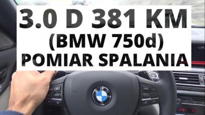 BMW 750d 3.0 381 KM - pomiar spalania 
