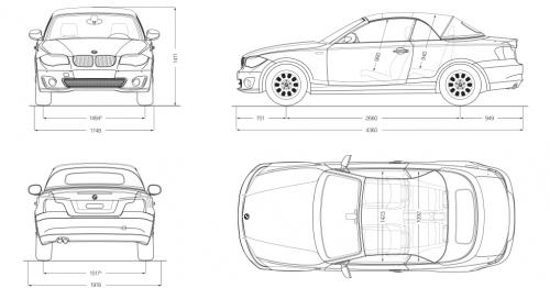 Szkic techniczny BMW Seria 1 E81/E87 Cabrio E88