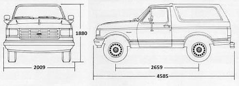 Szkic techniczny Ford Bronco IV