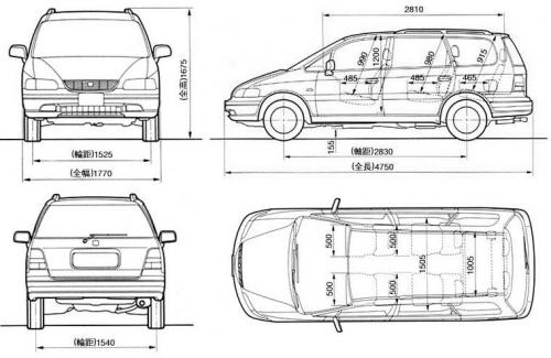 Szkic techniczny Honda Odyssey I