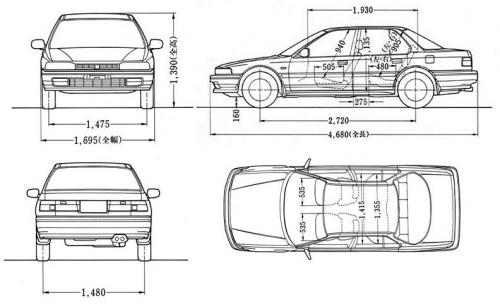 Szkic techniczny Honda Accord IV Sedan