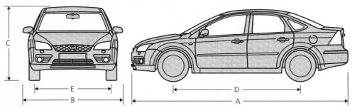 Szkic techniczny Ford Focus I Sedan