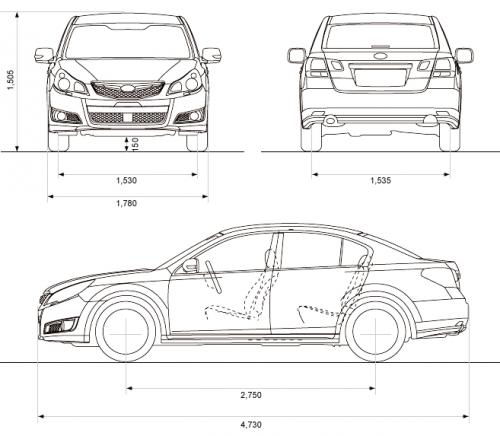 Szkic techniczny Subaru Legacy V Sedan