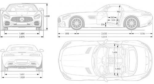 Szkic techniczny Mercedes AMG GT C190 Roadster