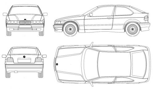 Szkic techniczny BMW Seria 3 E36 Compact