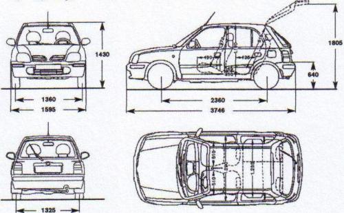 Szkic techniczny Nissan Micra II