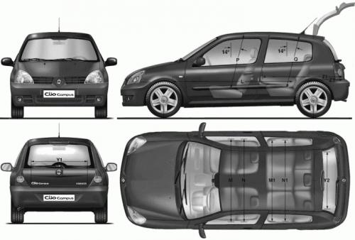 Szkic techniczny Renault Clio II Storia