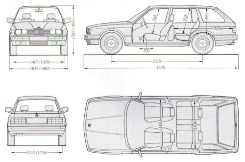 Szkic techniczny BMW Seria 3 E30 Touring