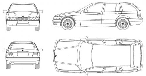 Szkic techniczny BMW Seria 3 E36 Touring