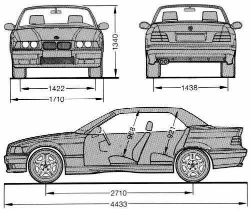 Szkic techniczny BMW Seria 3 E36 M3 Cabrio