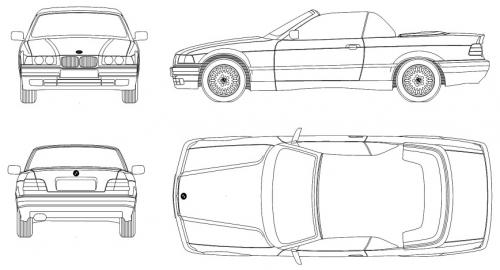 Szkic techniczny BMW Seria 3 E36 Cabrio