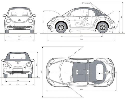 Szkic techniczny Volkswagen New Beetle Cabrio