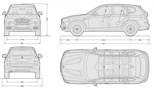 Szkic techniczny BMW X3 F25 SUV Facelifting