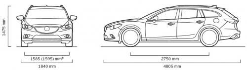 Szkic techniczny Mazda 6 III Kombi Facelifting
