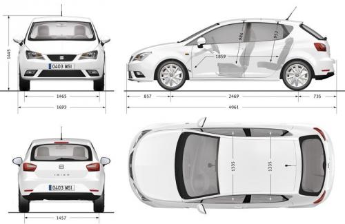 Szkic techniczny Seat Ibiza IV Hatchback 5d Facelifting