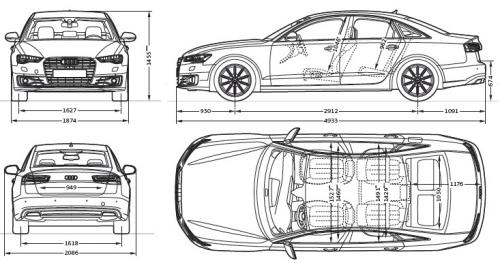 Szkic techniczny Audi A6 C7 Limousine Facelifting