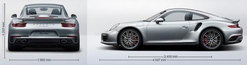 Szkic techniczny Porsche 911 991 Turbo/Turbo S Coupe Facelifting