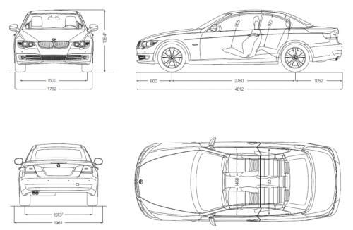 Szkic techniczny BMW Seria 3 E90-91-92-93 Cabrio E93 Facelifting