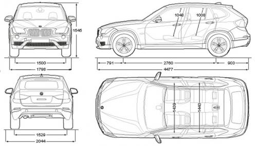 Szkic techniczny BMW X1 E84 Crossover Facelifting