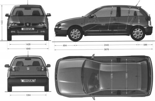 Szkic techniczny Seat Ibiza II Hatchback Facelifting