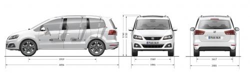 Szkic techniczny Seat Alhambra II (7N) Van Facelifting