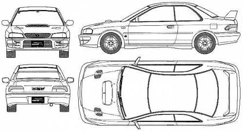 Szkic techniczny Subaru Impreza I Coupe