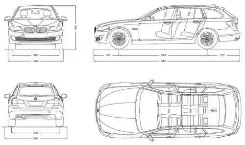 Szkic techniczny BMW Seria 5 F10-F11 Touring