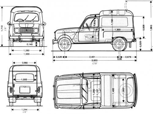 Szkic techniczny Renault 4 Van