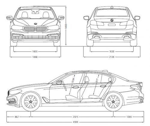 Szkic techniczny BMW Seria 5 G30-G31 Limuzyna