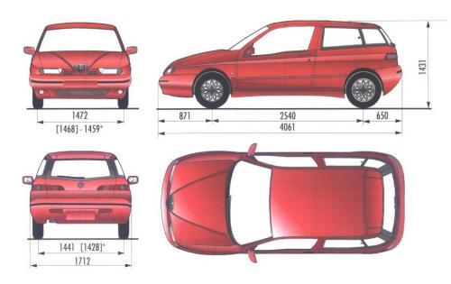 Szkic techniczny Alfa Romeo 145
