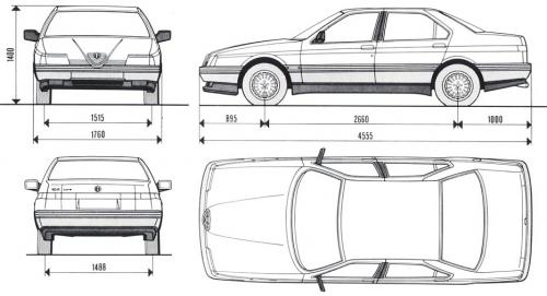 Szkic techniczny Alfa Romeo 164