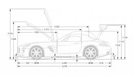 Mercedes SLS AMG Roadster 2012 - szkic auta - wymiary