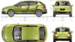 Seat Ibiza 2008 - szkic auta - wymiary