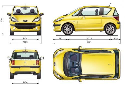 Szkic techniczny Peugeot 1007