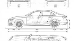 Audi A4 B9 Sedan (2016) - szkic auta - wymiary