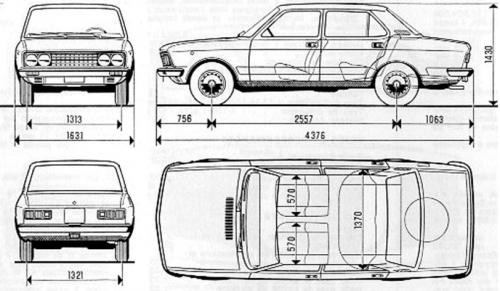 Szkic techniczny Fiat 132