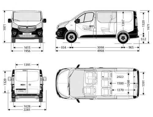 Szkic techniczny Opel Vivaro B Furgon Long H1 2,9t
