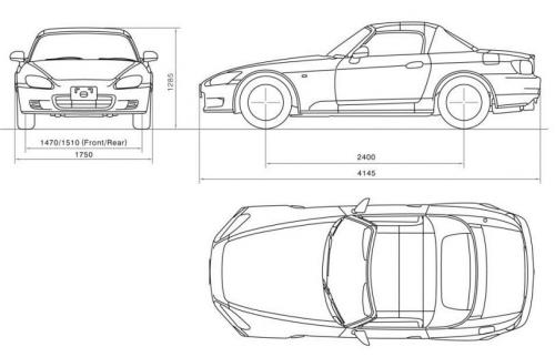 Szkic techniczny Honda S 2000