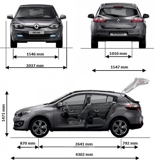 Szkic techniczny Renault Megane III Hatchback Facelifting 2013