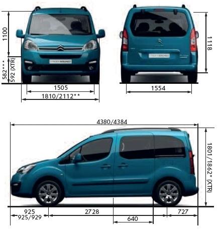 Szkic techniczny Citroen Berlingo II Combi Facelifting 2015