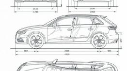 Audi A3 III Sportback - szkic auta - wymiary