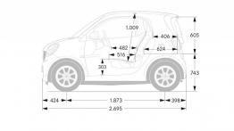 Smart fortwo III (2015) - szkic auta - wymiary