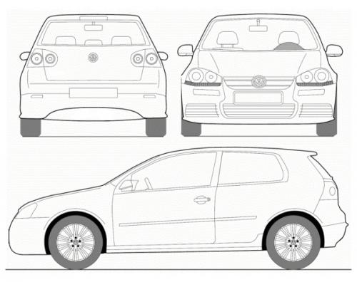 Szkic techniczny Volkswagen Golf VI Hatchback 3d