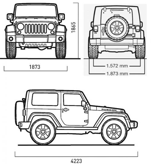 Szkic techniczny Jeep Wrangler III Rubicon 3d