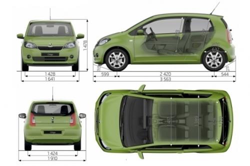 Szkic techniczny Skoda Citigo Hatchback 3d