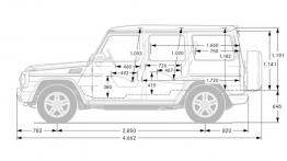 Mercedes klasy G 2013 - szkic auta - wymiary