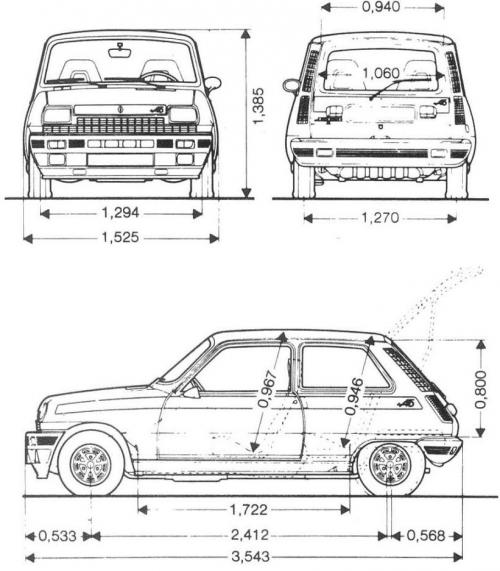 Szkic techniczny Renault 5 II
