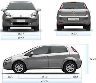 Szkic techniczny Fiat Punto Punto 2012 Hatchback 5d