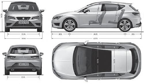 Szkic techniczny Seat Leon III CUPRA 5d