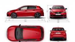 Peugeot 308 II Hatchback GTi (2016) - szkic auta - wymiary